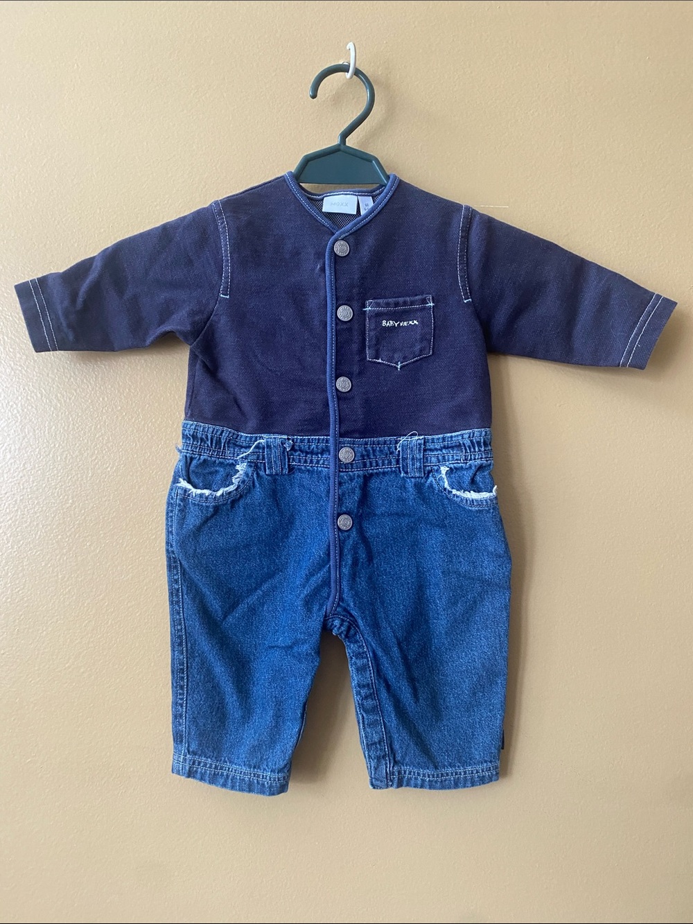 Mexx Navy Top with Denim-Look Romper